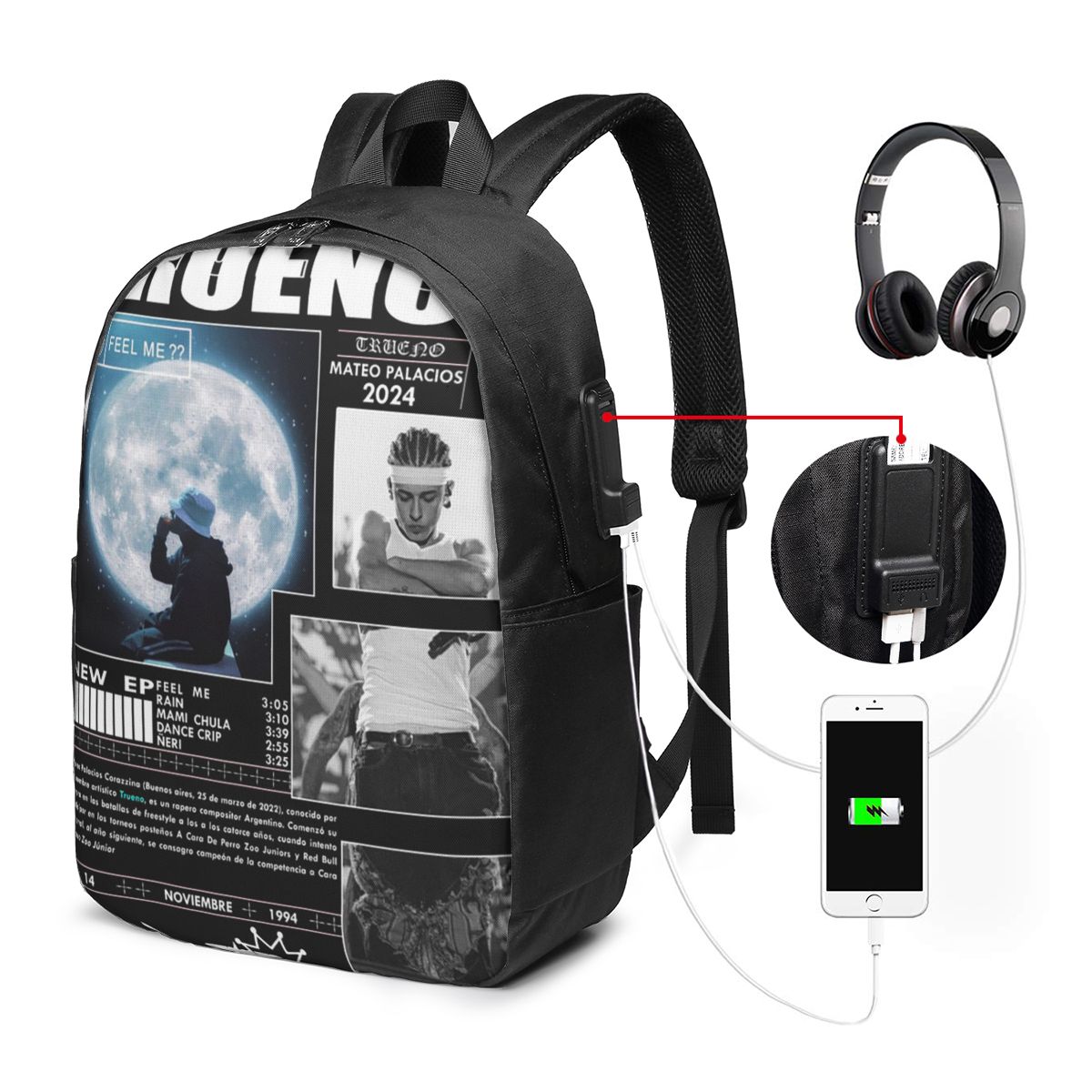 Women Bags For College - Divertente Zaino Hip Hop Trueno per