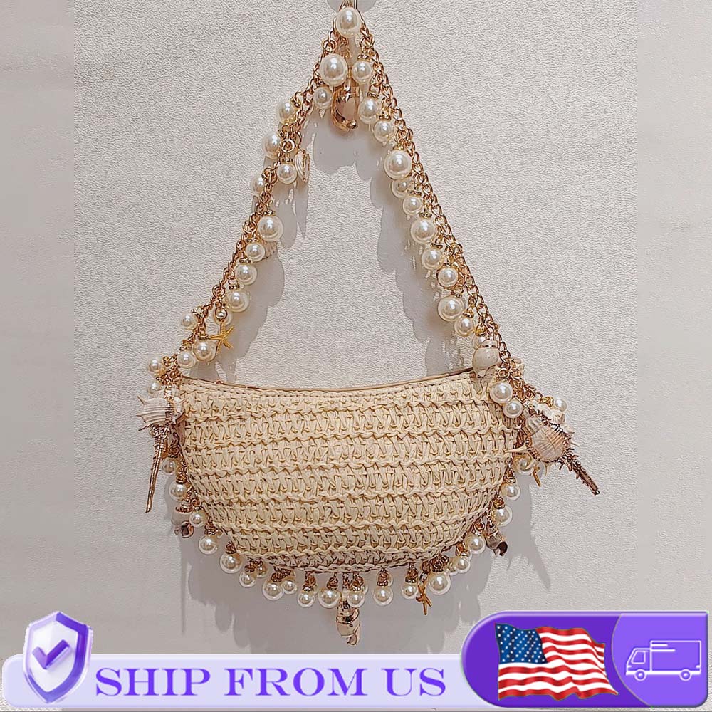 Women'S Bags Holiday - Borsa Artigianale in Paglia Intrecciata con