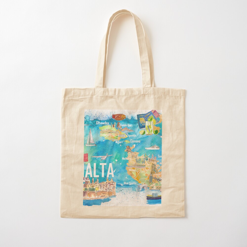 Borsa tote in tela con mappa i - Women Bags Malta recensione e prezzo